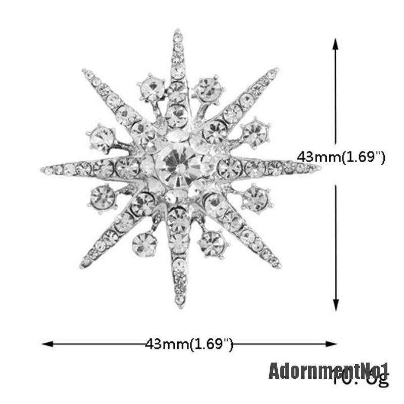 (Adornmentno1) Pin Bros Snowflake Hiasan Kristal + Berlian Imitasi