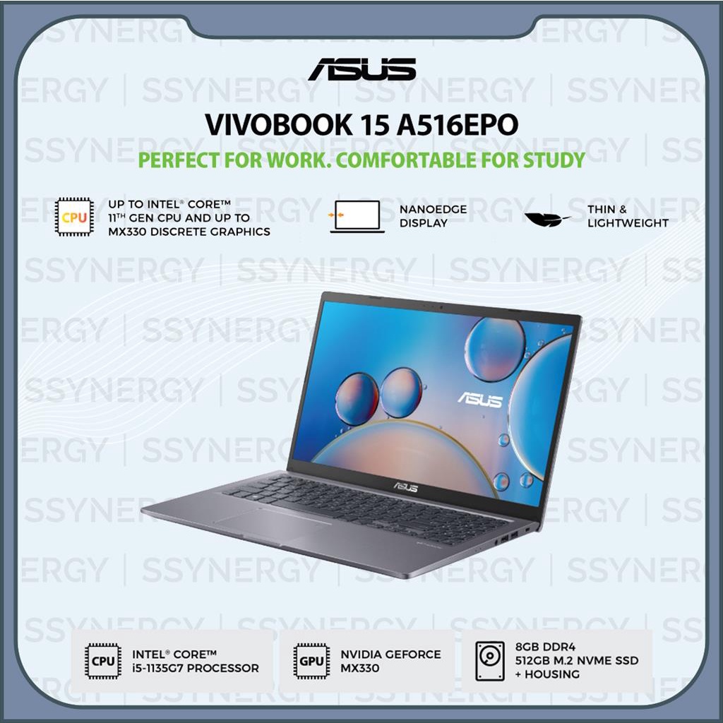 ASUS VIVOBOOK 15 A516EPO VIPS551 i5-1135G7/MX330/8GB/512GB/GRAY