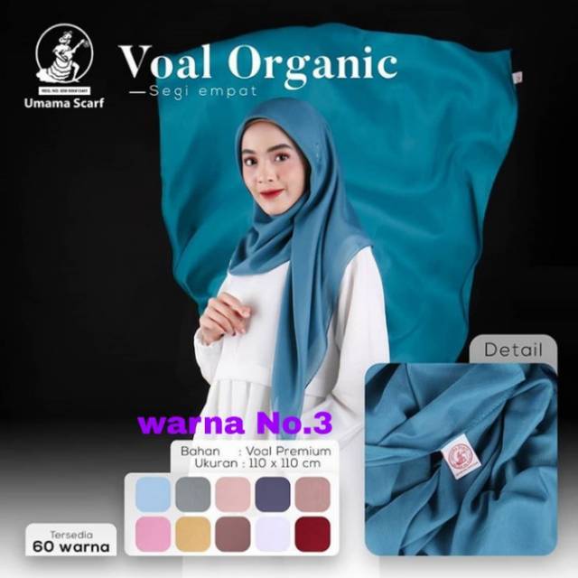 Jilbab Segi Empat Voal Organic Umama Scarf Kerudung Hijab