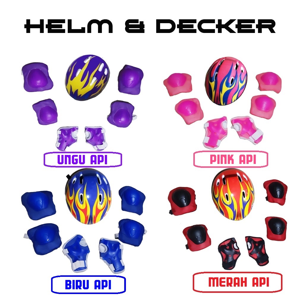 Helm Dekker + Full Set Pelindung Lutut/Siku/Tangan