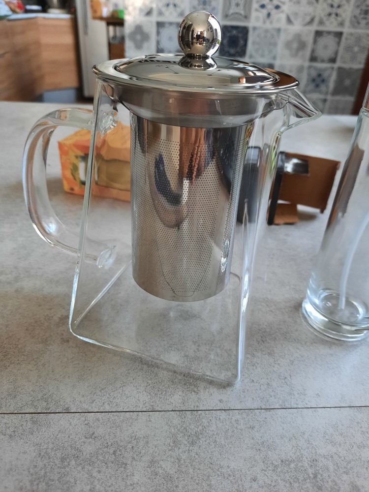 Teko Teh Kaca Kotak High Borosilicate / Teapot Square Heat Resistant / Tea Pot Infuser 550ml 750ml