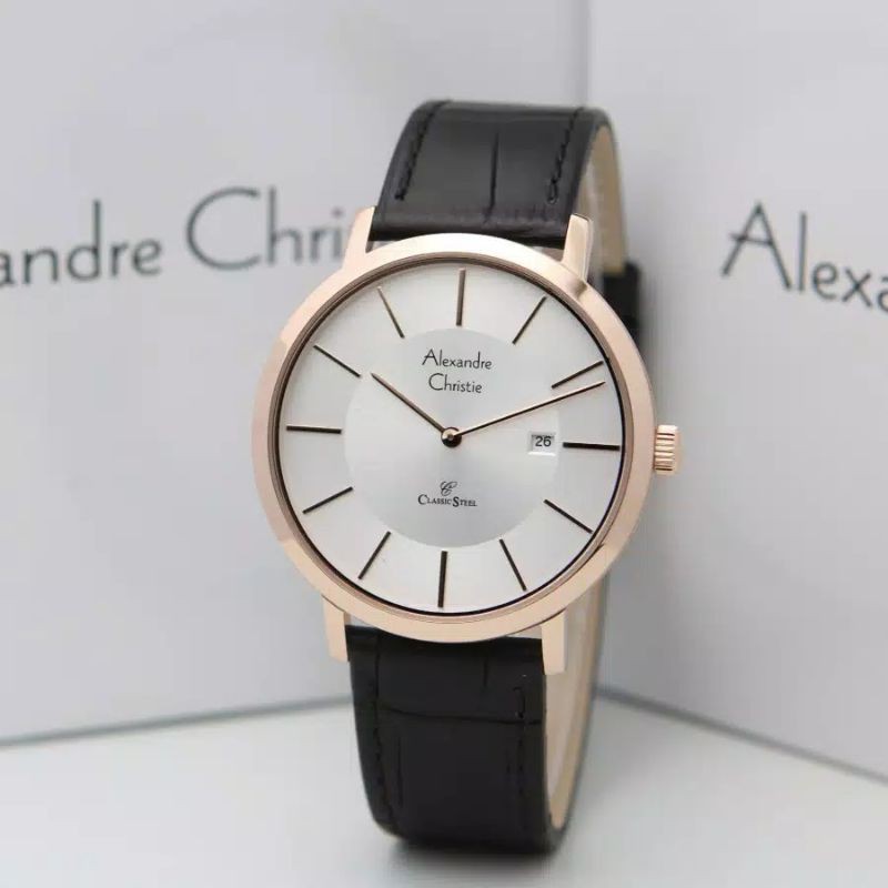 Jam Tangan Alexandre Christie AC 8599 Tali Leather / Kulit Pria & Cowok Original