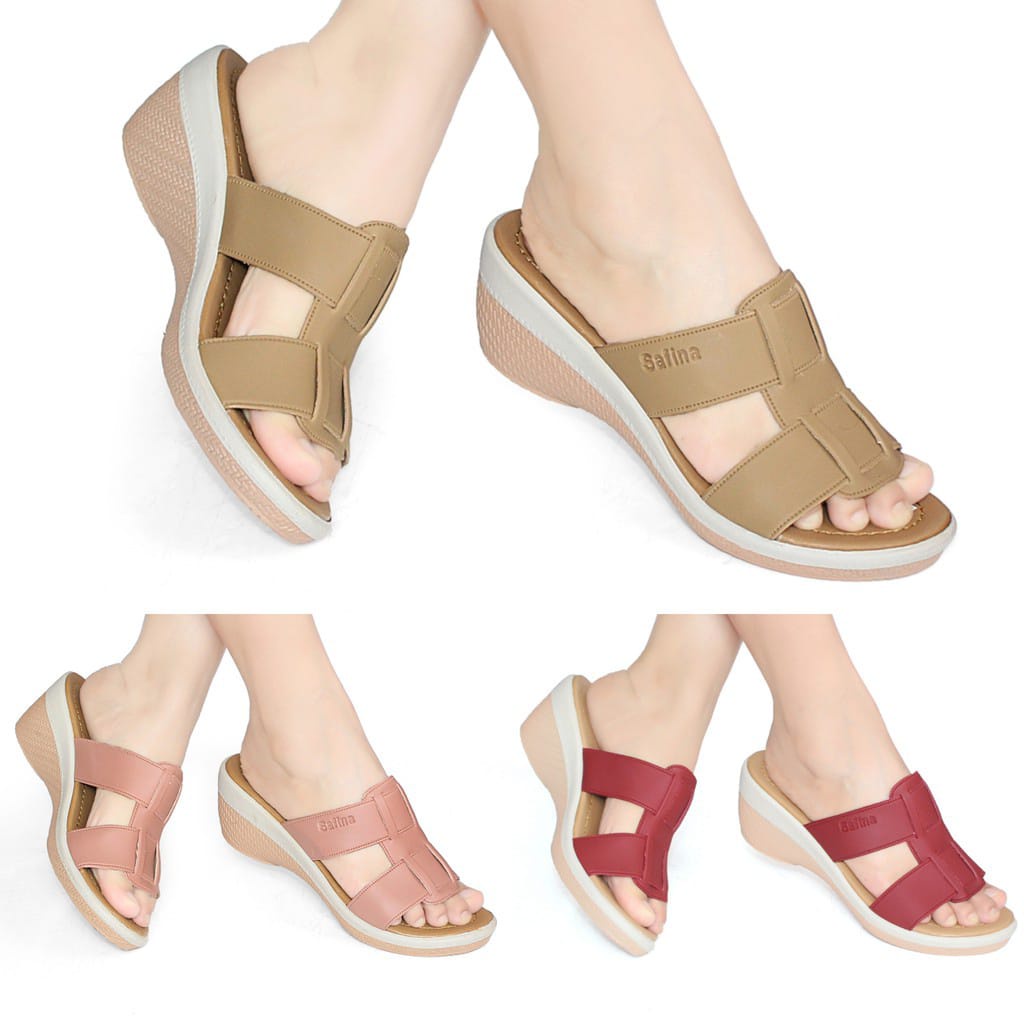 Terkeren !! Sandal Wanita Kokop selop Tulip/Sandal wedges murah / realpict/bisa COD