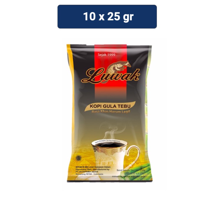 

Kopi Luwak + Gula Tebu Bag 10x25gr