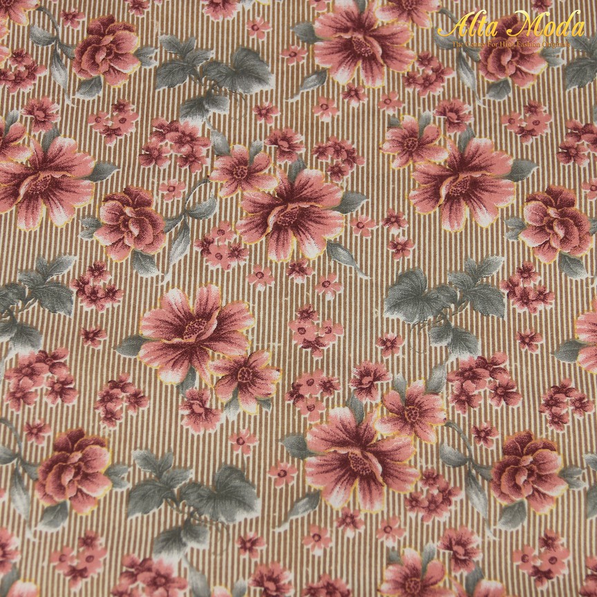 

Alta Moda Katun Motif Coklat Garis Motif Bunga Pink Abu (1M)