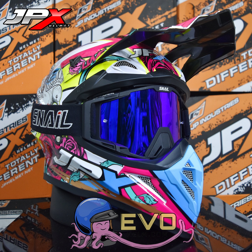 HELM JPX CROSS_FOX1 SERI X28 - PEARL WHITE + GOOGLE SNAIL (ONGKIR 2 KG) HELM JPX X28 MERPATI ROSE HELM CROSS UNGU PINK MAGENTA ORIGINAL HELM CROSS TRAIL JPX SUPERCROSS ADVENTURE HELEM JPK CROSS JPX HELM JPX TERBARU