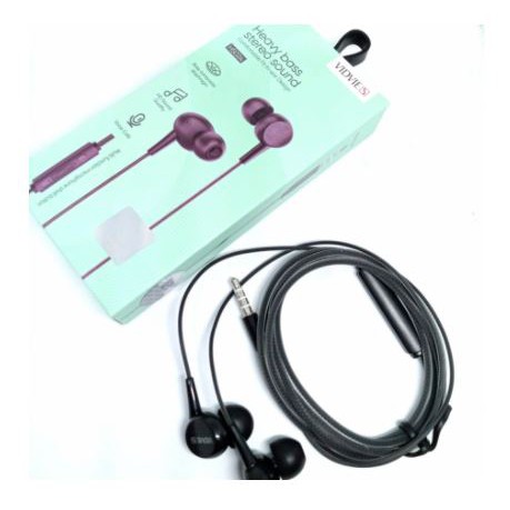 Earphone vidvie s wired 3.5mm stereo bass with microphone for phone laptop pc hs-024 hs024 - in ear earbuds