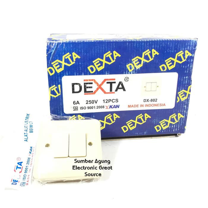 Saklar Double Tanam Dexta DX802 Seri Dobel IB SNI Berkualitas Grosir