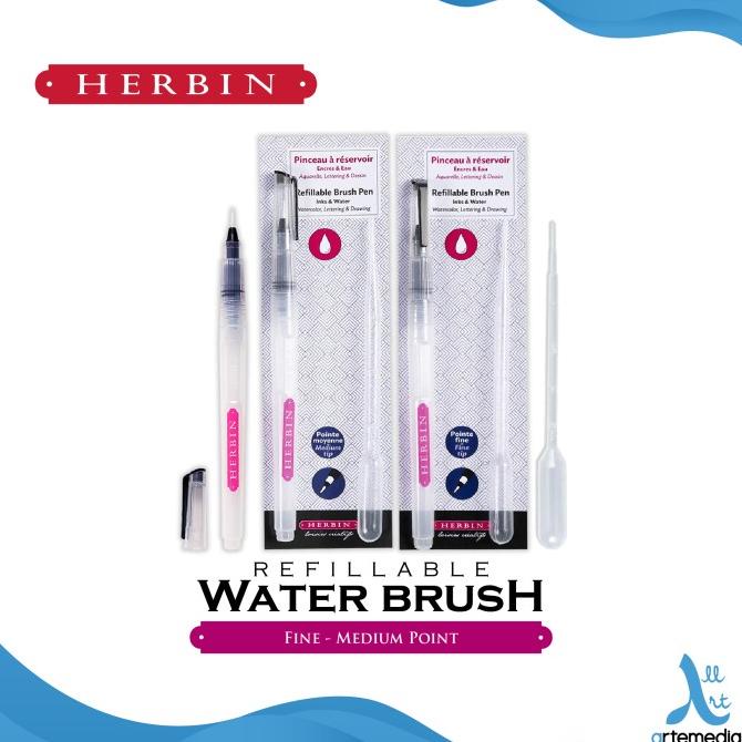 

(BISA COD) Herbin Refillable Water Brush Pen Watercolor Botol Kosong Kuas PROMO Kode 381