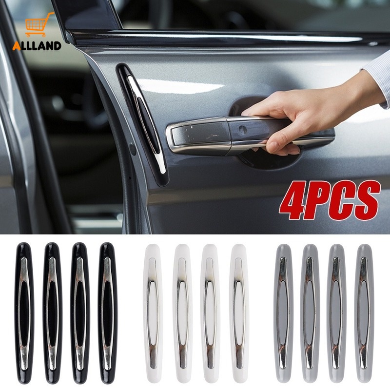 4pcs / Set Stiker Strip Pelindung Pintu Mobil Universal Bahan ABS Tebal Anti Tabrakan / Gores