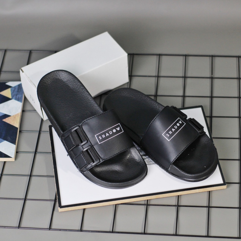 VINCCNT|Sendal Slide Pria Sandal Slop PrIa Hitam Original Trendy Kekinian Murah