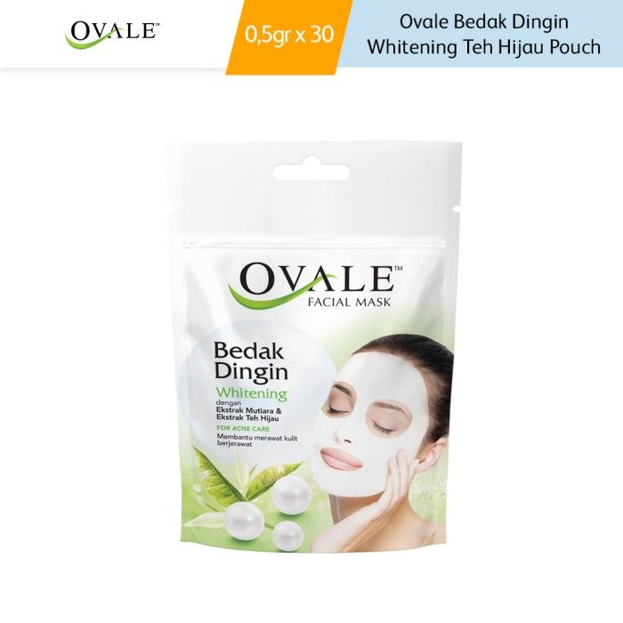 COD Ovale Bedak Dingin Whitening Teh Hijau Pouch 30 butir @0.5 gr