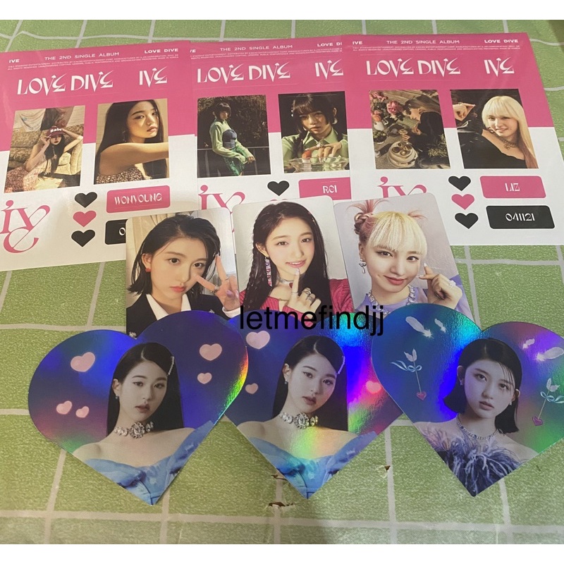 PC Photocard Heart Hologram Card Sticker IVE Love Dive Rei Gaeul Leeseo Liz Wonyoung