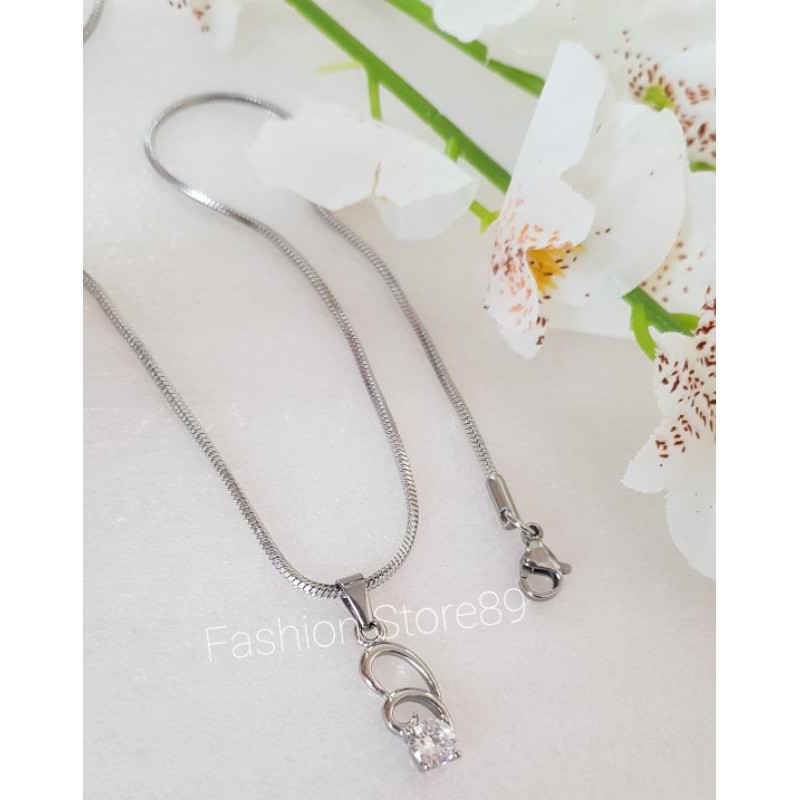 Kalung fashion Titanium Double Love Antikarat Selamanya titanium bestquality Emas Silver Bestseller