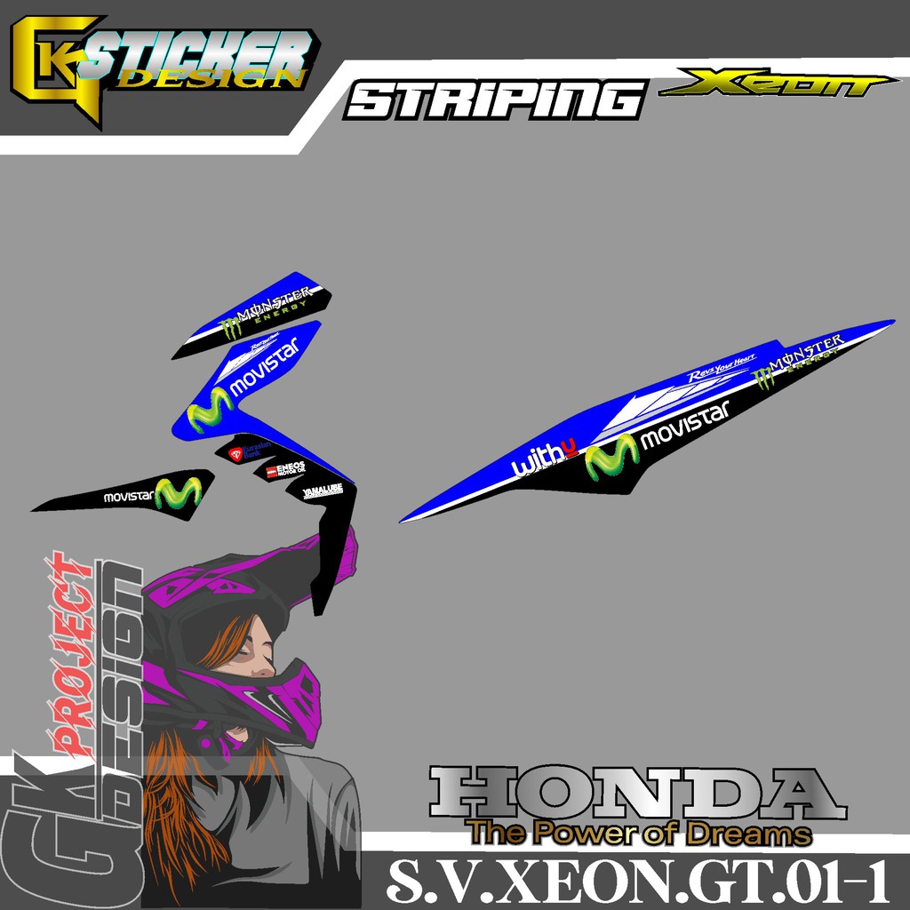 STRIPING XEON GT 125 - STICKER STRIPING LIST VARIASI YAMAHA XEON GT 125 MOTIF MOVISTAR 01