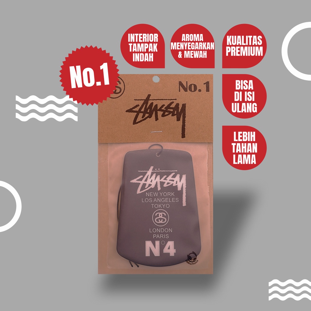 Parfum Pewangi Mobil Gantung Mewah Tahan Lama Kertas Refill - Pengharum Ruangan Premium - STUSSY AIR FRESHENER