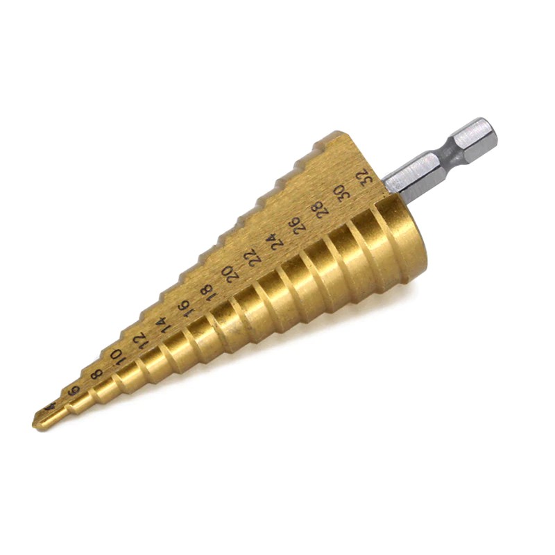 GRATIS ONGKIR HSS Step Drill Core Drill Bit 4-32mm Hex Titanium Cone Hole Cutter Multi-purpose
