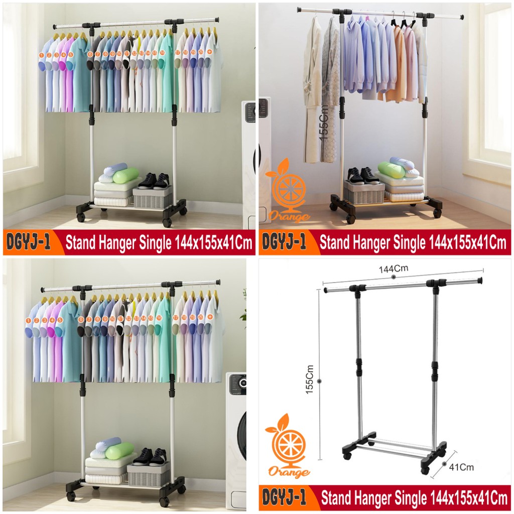 stand hanger baju single gantungan berdiri rak serbaguna dengan 4 roda home wallpaper shop