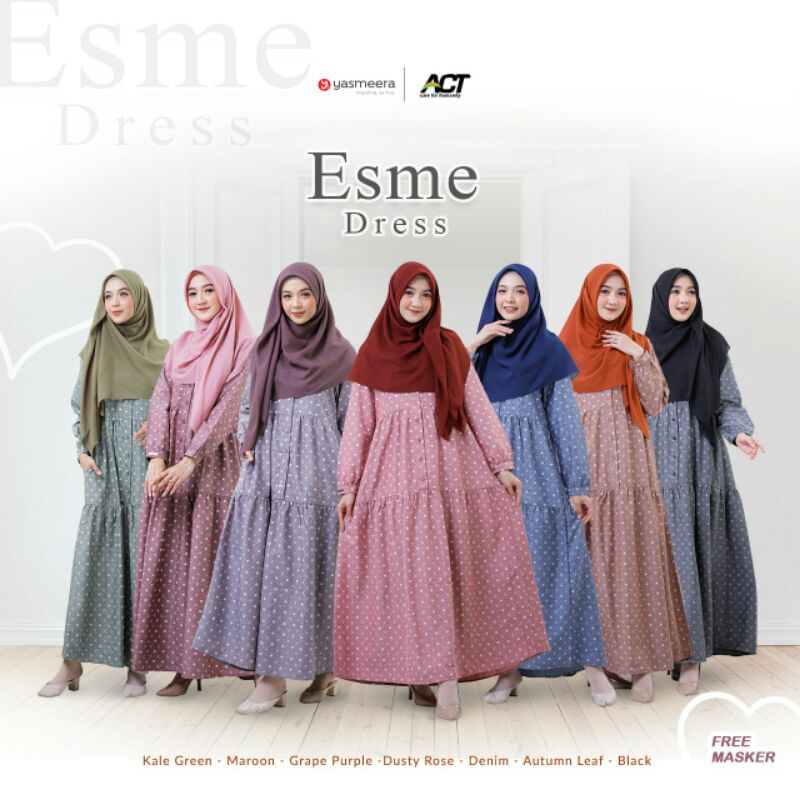 Esme dress Yasmeera gamis motif terbaru/ gamis katun/ gamis syari busui branded premium