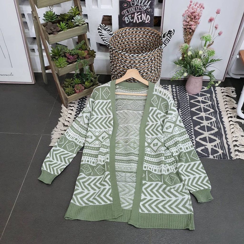 Airy Outher Rajut Motif Tribal Cardingan Wanita Kekinian
