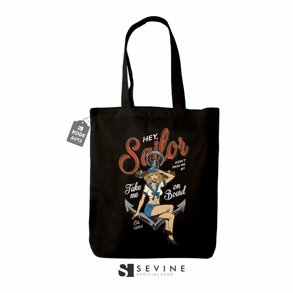 Sevine Totebag Tas Wanita Tote bag Resleting Laptop Fashion Black Series Hitam - AVT3