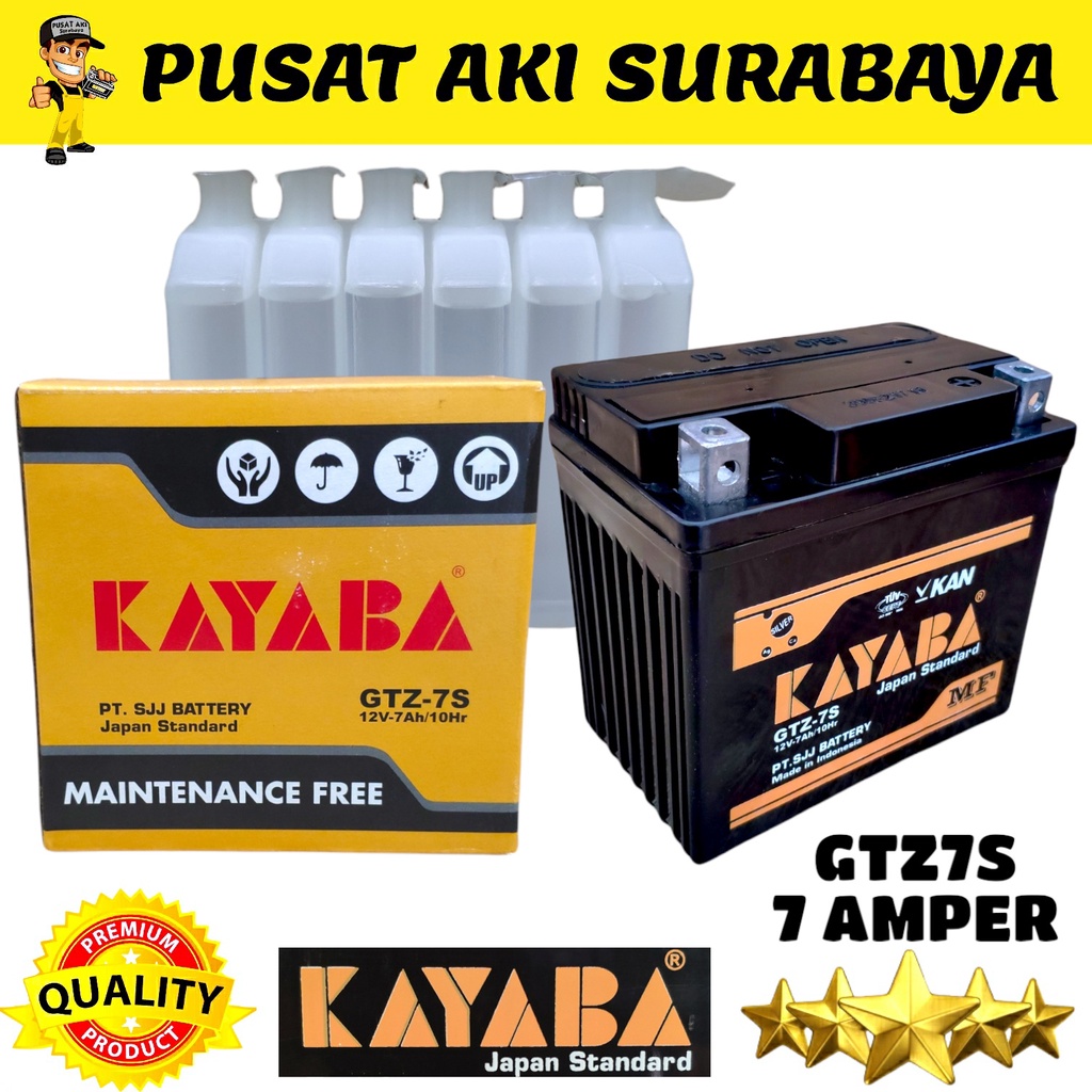 AKI KAYABA GTZ7S MAINTENANCE FREE REFILL BEBAS PERAWATAN 7Ah DRYPLUS GTZ7S ACCU SEPEDA MOTOR HONDA PCX ADV LEXI VARIO 125 VARIO 150 CBR 150 SATRIA FU SCOOPY YTZ6V GTZ6V MTZ6S GTZ7S