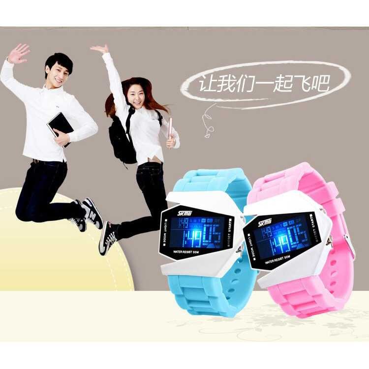 SKMEI Jam Tangan Airplane Digital Pria Keren Jamtangan Pesawat Trendy Cowok Wristwatch Man Terbaru