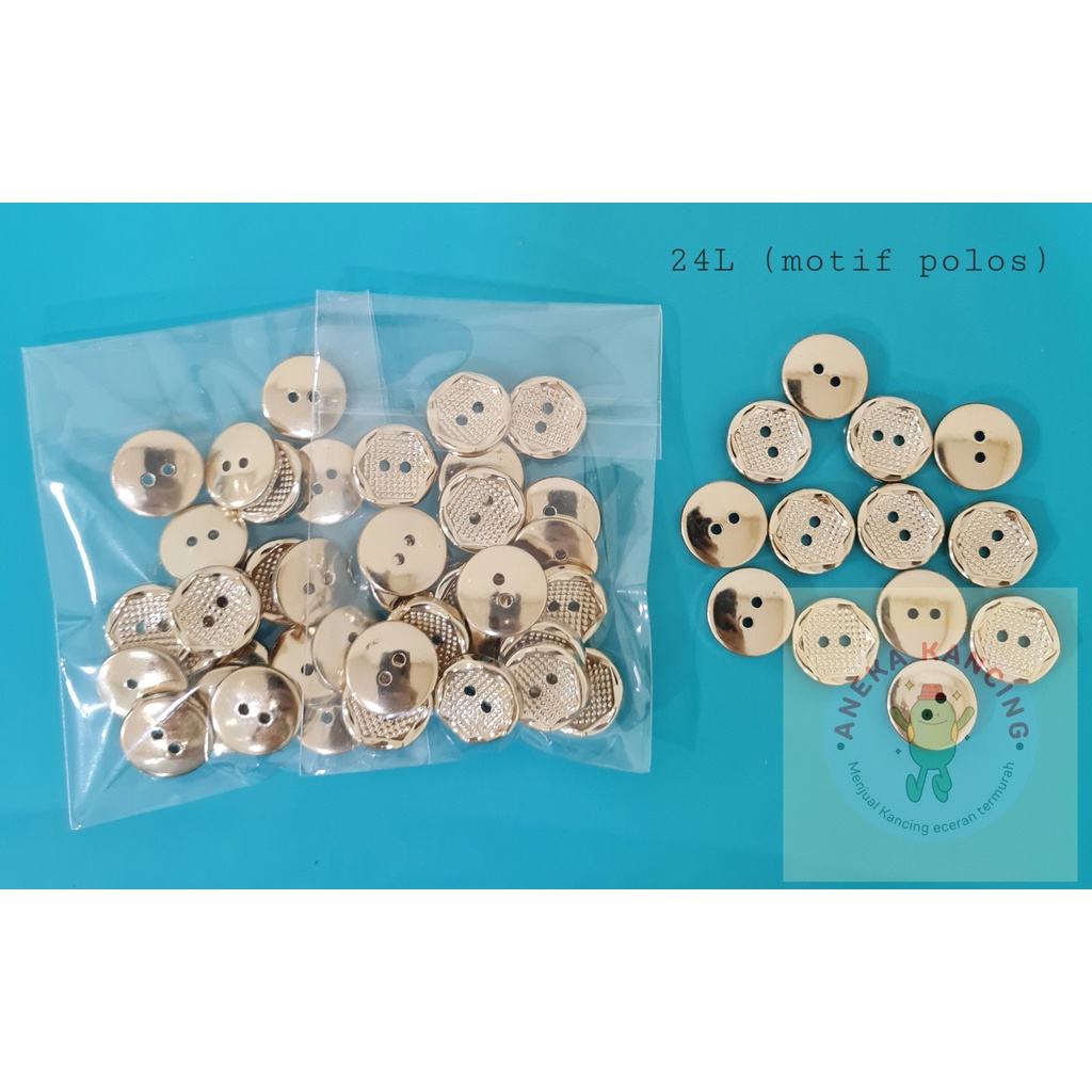 Kancing Baju Lubang 2 emas Eceran / Kancing Kemeja Lubang 2 Gold 1cm 1,5cm / Kancing Baju Emas Mewah