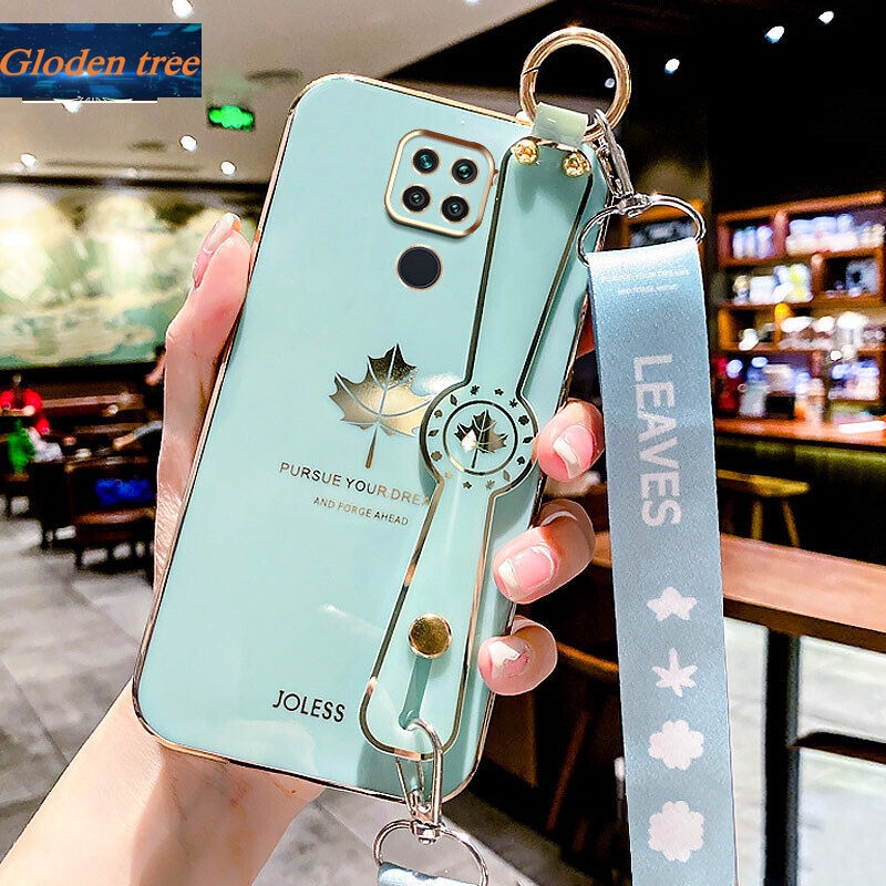 Case Motif Daun Maple Dengan lanyard Untuk Xiaomi Redmi Note 9 10X 4G