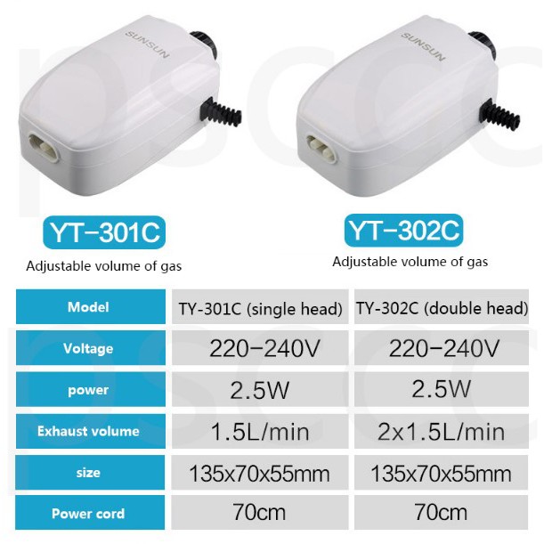 SUNSUN YT-301C 2.5W Magnetic Aquarium Air Pump Adjustable