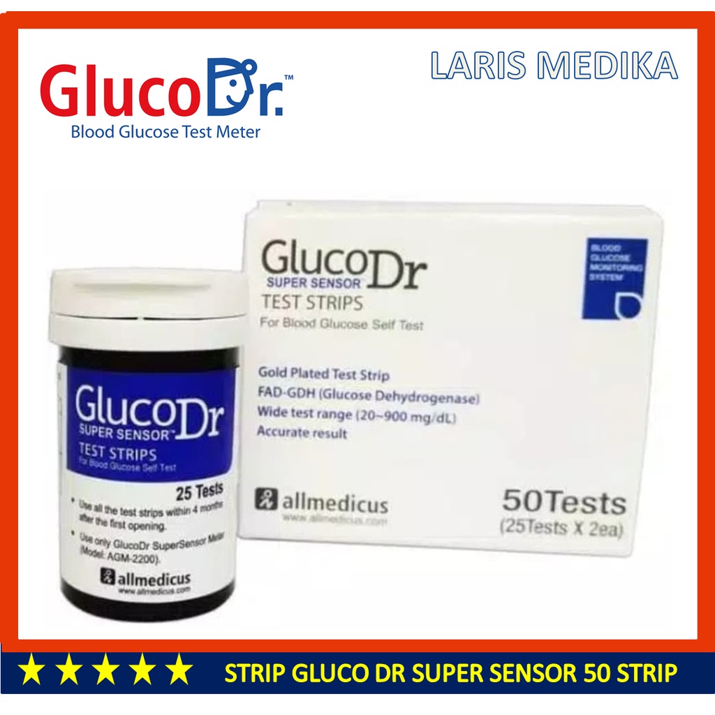 Strip Gluco Dr Super Sensor 25 dan 50 Refill GlucoDr AGM 2200 2300 3000 Isi Ulang Slim Plus