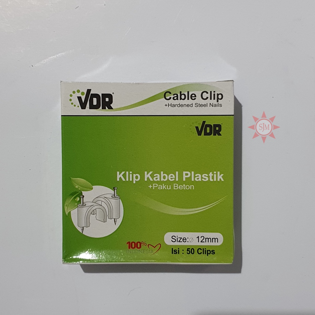 Klem Kabel Klip Kabel Plastik Paku Beton 12mm VDR