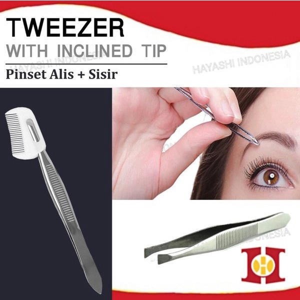 Pinset Cabut Rambut Alis Pasang Bulu Mata Eyebrow Tweezer Stainless