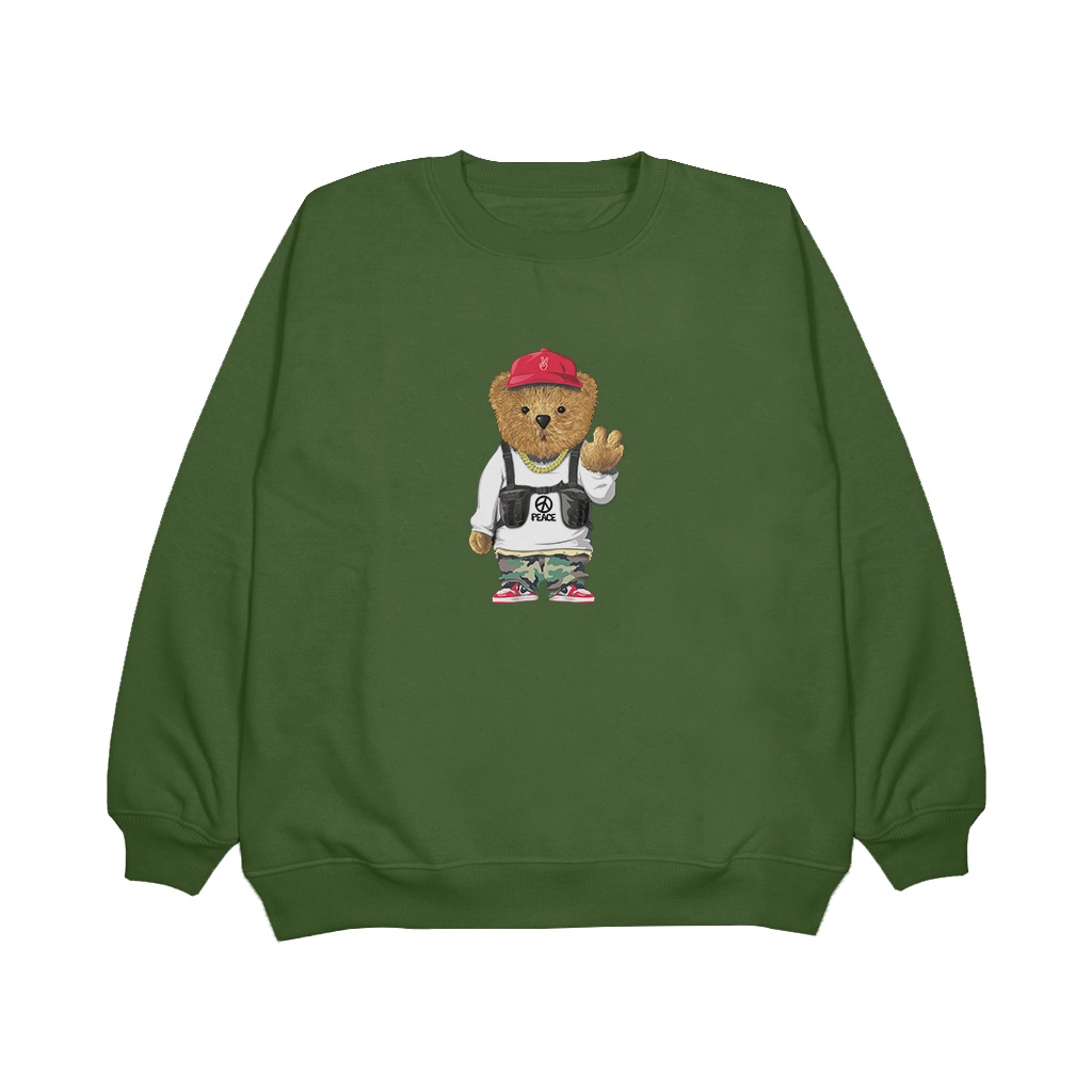 Sweater Crewneck BEAR PEACE Sweatshirt pria wanita high premium