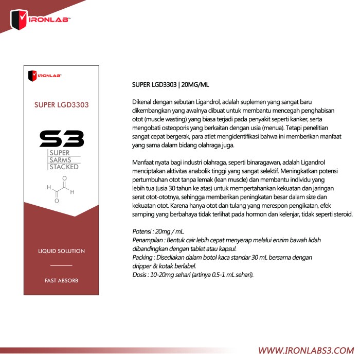 {cantikstore} LIGANDROL LGD 3303 SARM SARMS LIQUID IRONLABS3.COM MADE IN UK READY  Diskon