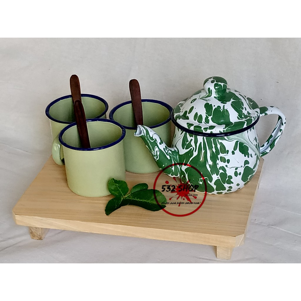 TEKO LURIK CEBOL SET + CANGKIR 7CM POLOS