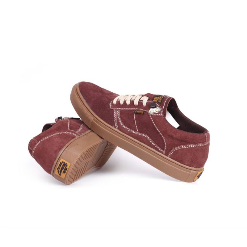 Sepatu Lokal Shoes Local Pride Cevany Gordon Low Cut Maroon Gum Suede