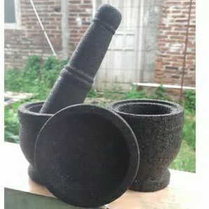 2 BUAH LUMPANG BATU ALAM 8 CM +ULEKAN JUMBO DAN 1 BUAH COBEK 10CM BATU ALAM ASLI TERMURAH