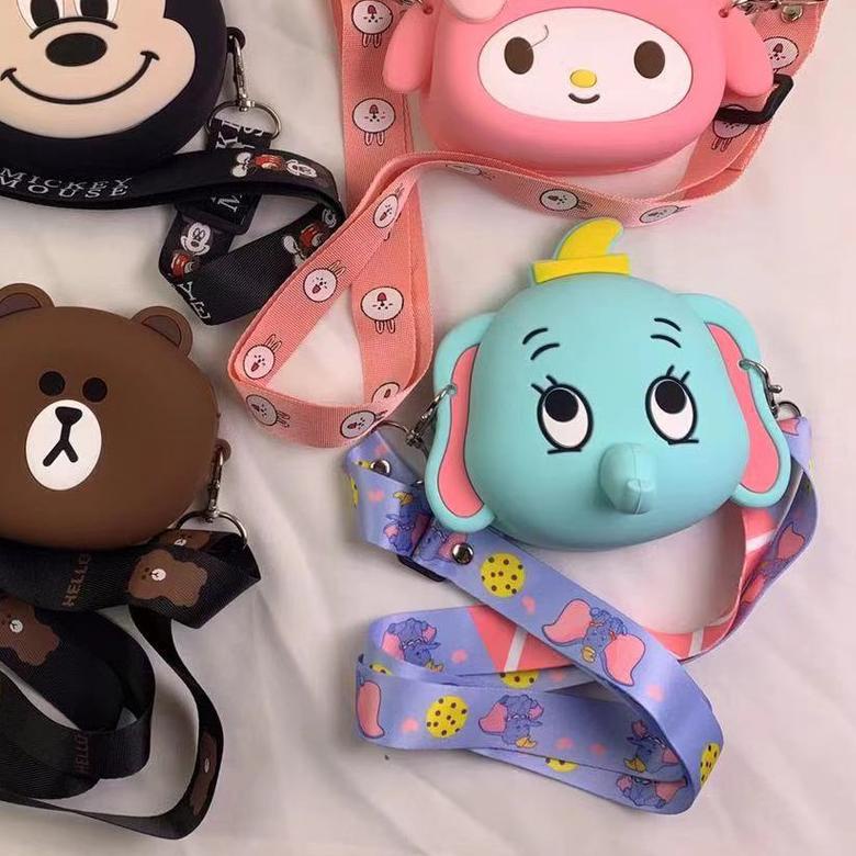 ➴ Dompet tas mini jelly silikon anak line miki melodi gajah karakter coin bag ➹