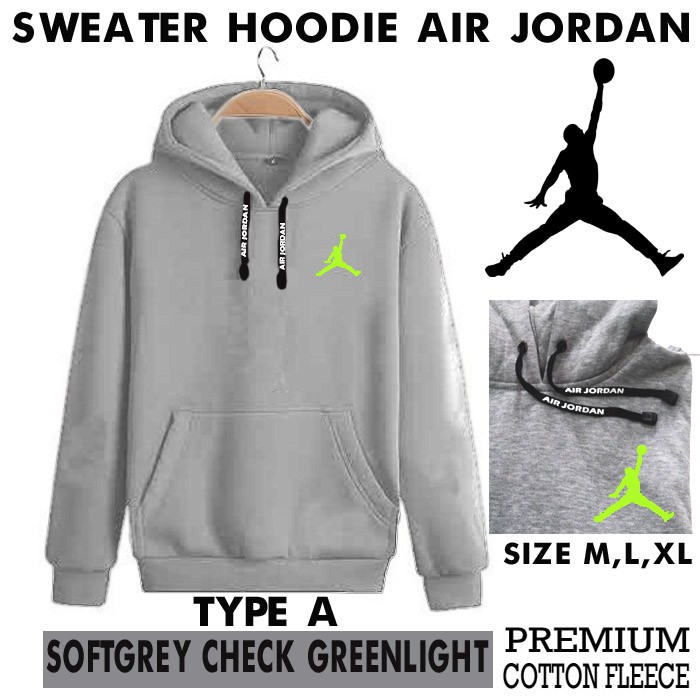 sweater hoodie pria air jordan type A distro classic jaket casual unisex hitam abu