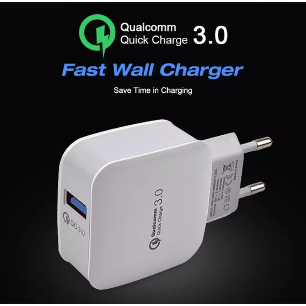 adaptor charger qualcomm quick charger 3.0 1 port fast charging kepala casan batok charger