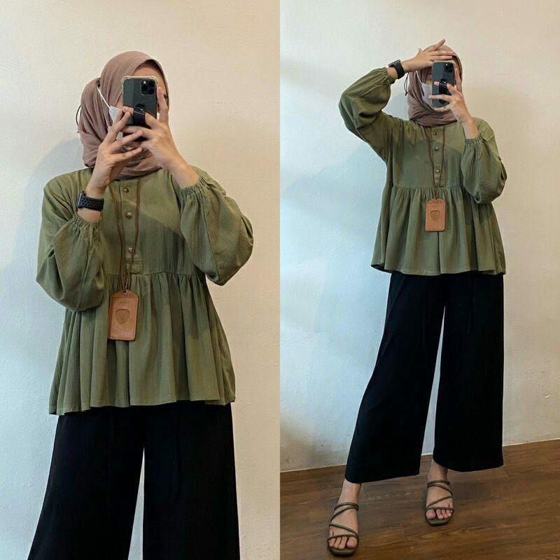 Rani kemeja wanita blouse crincle airflow