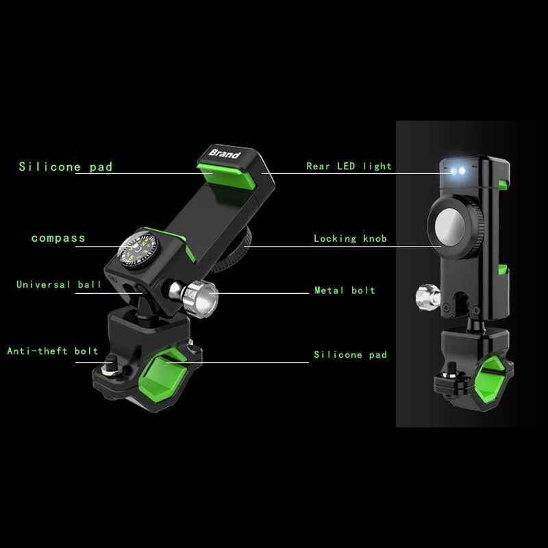 Guider Smartphone Holder Sepeda dengan Kompas dan Lampu LED - Q003