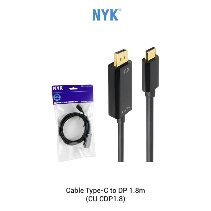 NYK Kabel Type C to Display Port 1,8 m - Gold Plate 4K