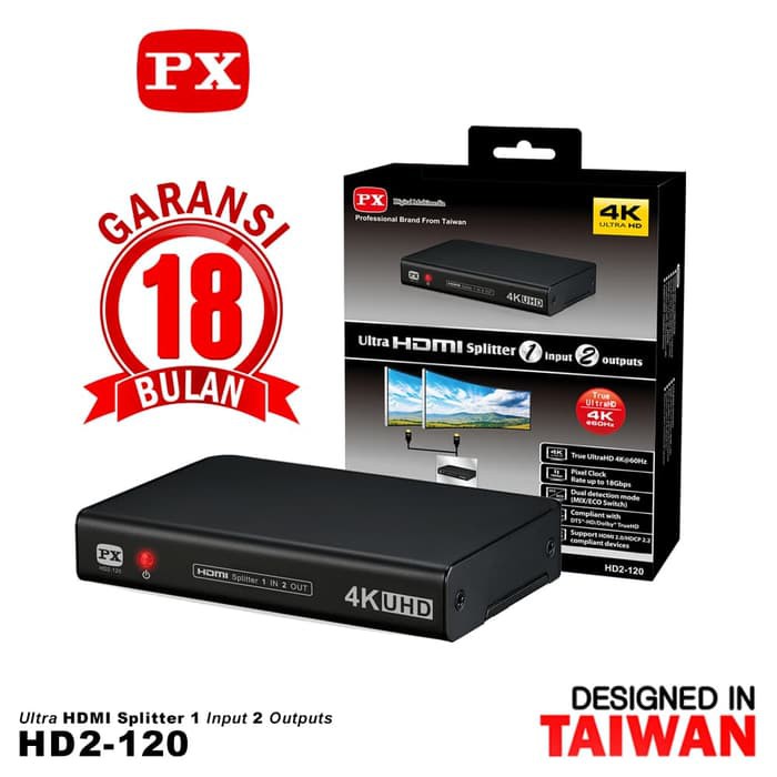 PX HDMI Splitter HD2 120 1 input 2 output support UHD 4k