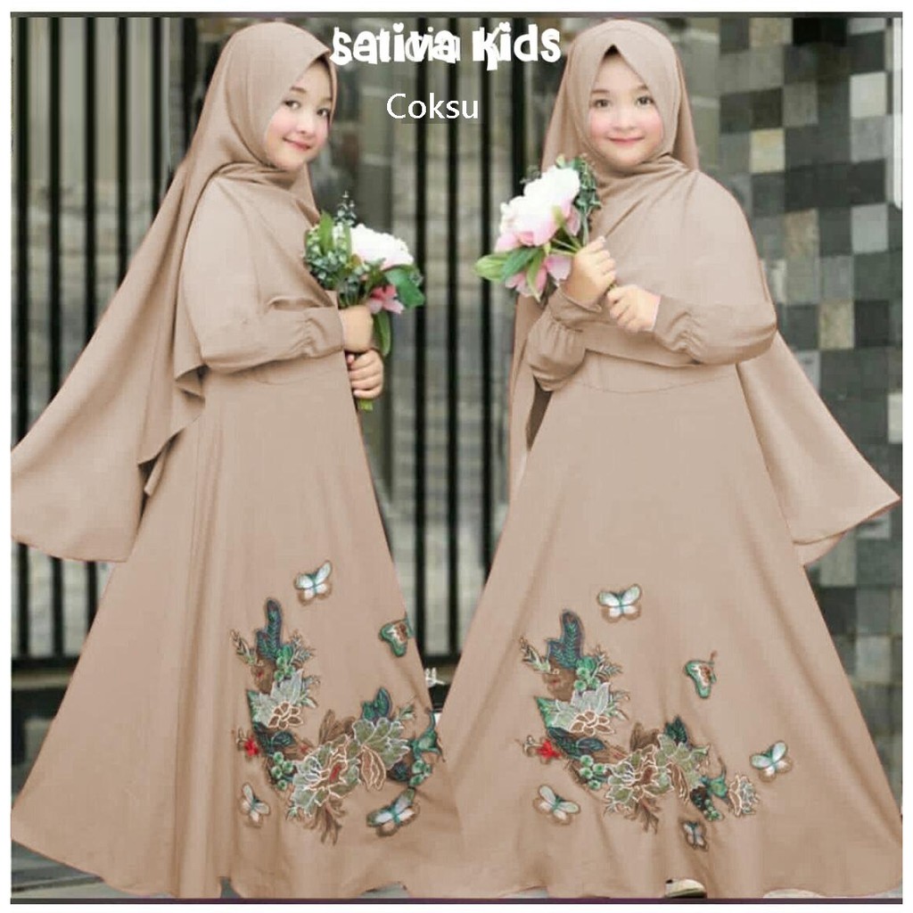 HOPYLOVY - Gamis Anak Bahan Jersey Umur 6 - 8 Tahun Sativa