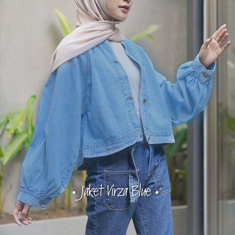 Jaket Jeans Oversize LD 110 - 150 // Jaket Jumbo Saku Wanita Sandwash Denim Premium-VIRZA BIRMUD LD105