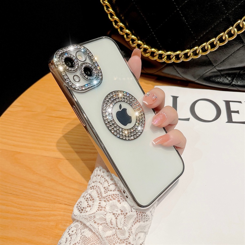 Premium Luxury Diamond case IPhone 14 pro max 14 plus 11 13 12 pro max Transparent Clear aesthetic camera protection Fully enclosed protection shockproof case