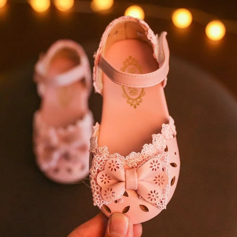 Sepatu Kulit Renda Anak Flat Shoes Ribbon