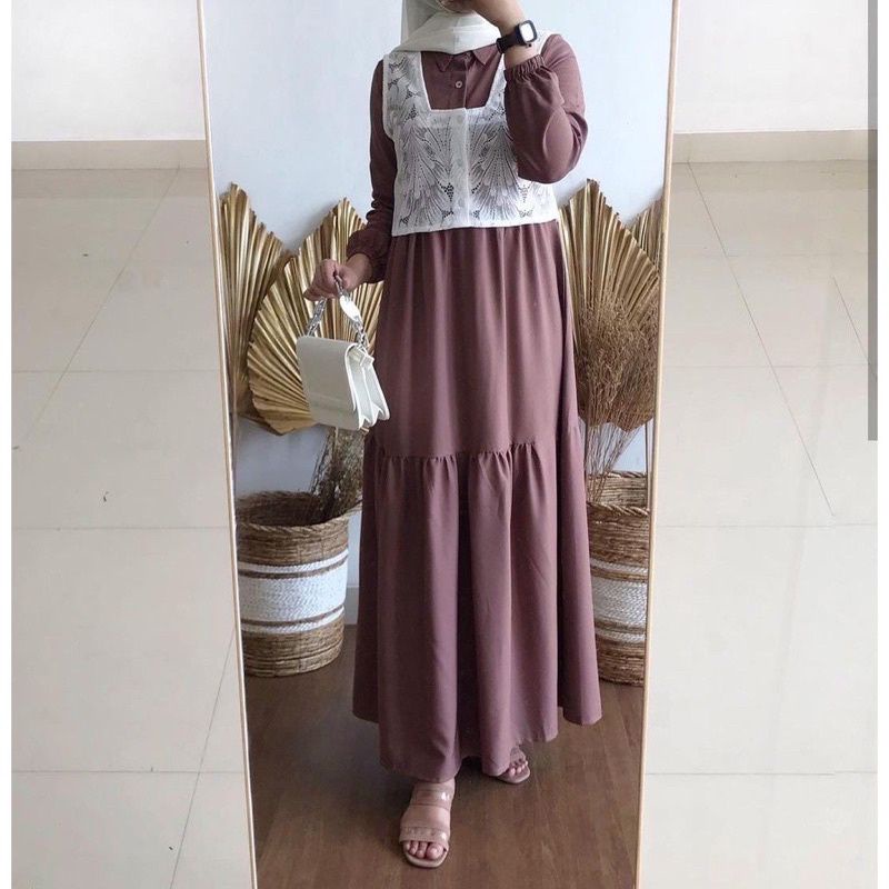 dres mix brukat/baju wanita kekinian dengan combi brukat